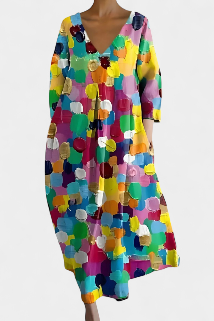 Harper – Colorful V-Neck Dress