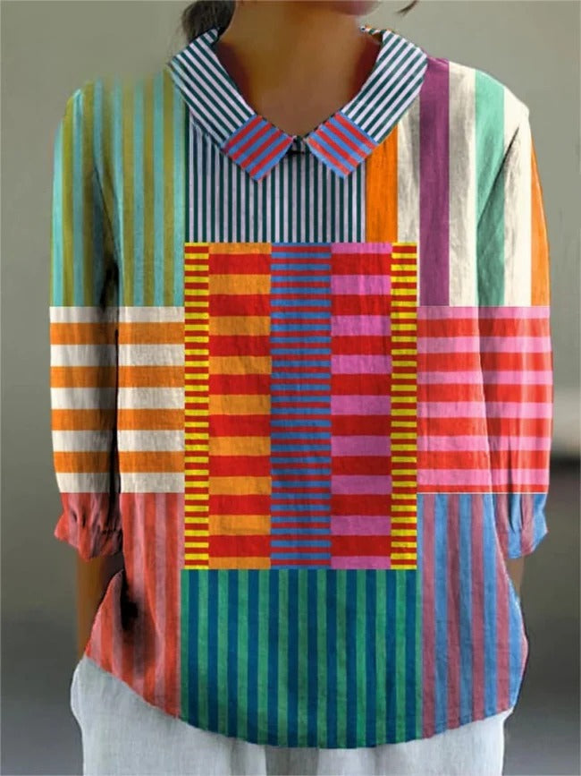 Danika - Vintage Style Cotton Dress with Geometric Print