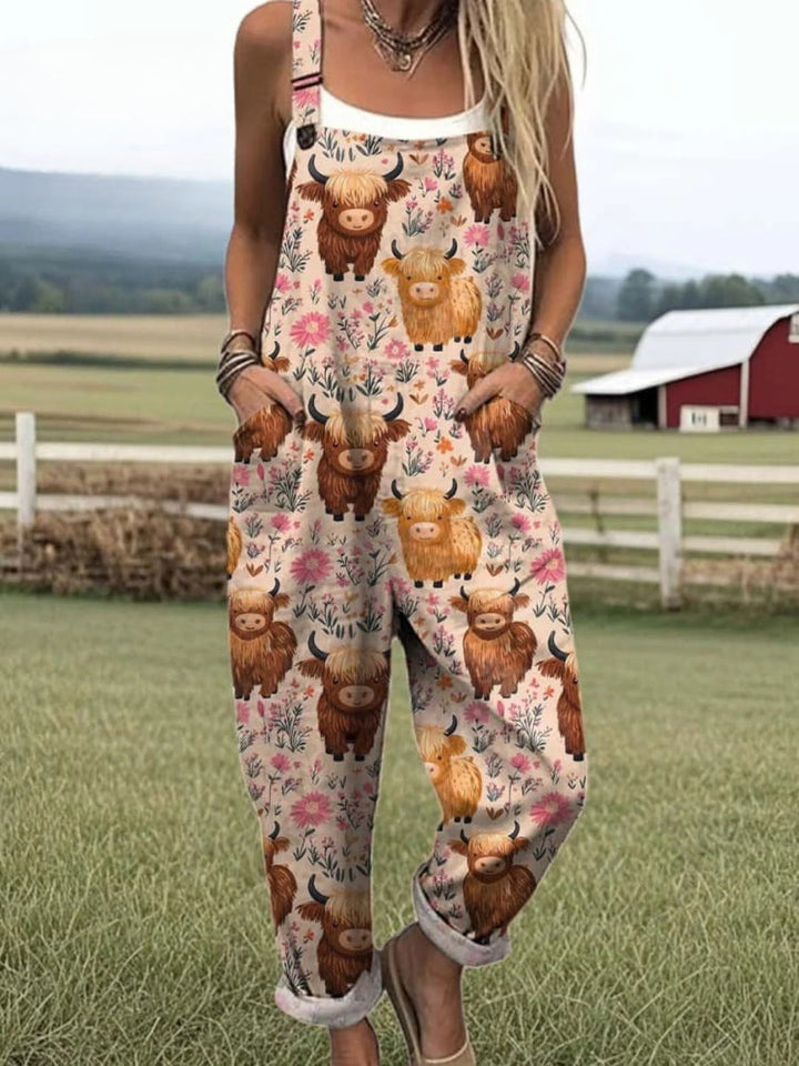 Edris - Jumpsuit with Embroidered Flying Bees Print