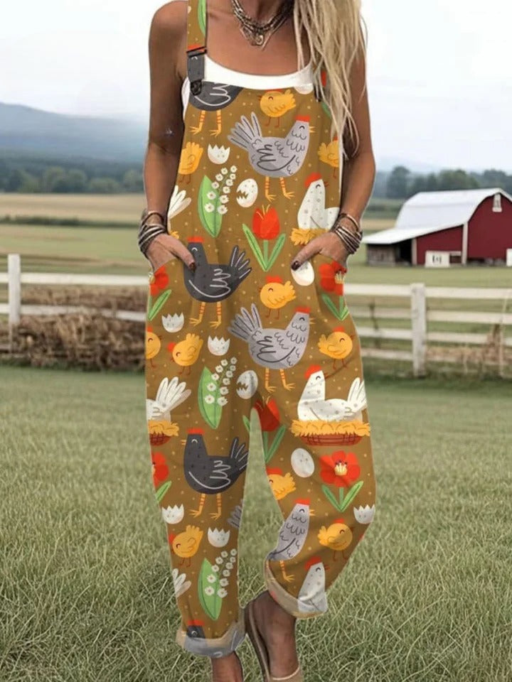 Edris - Jumpsuit with Embroidered Flying Bees Print