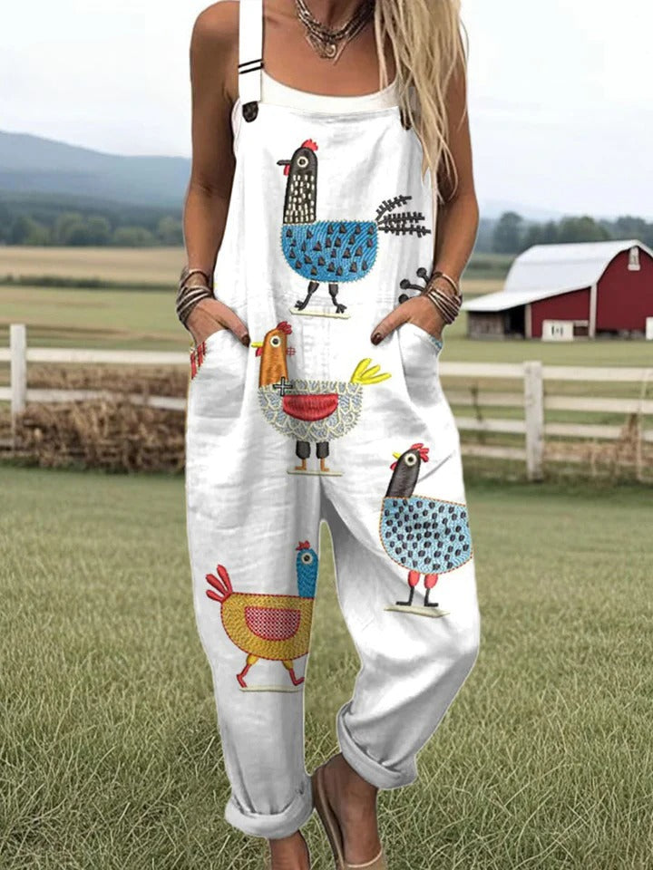 Edris - Jumpsuit with Embroidered Flying Bees Print