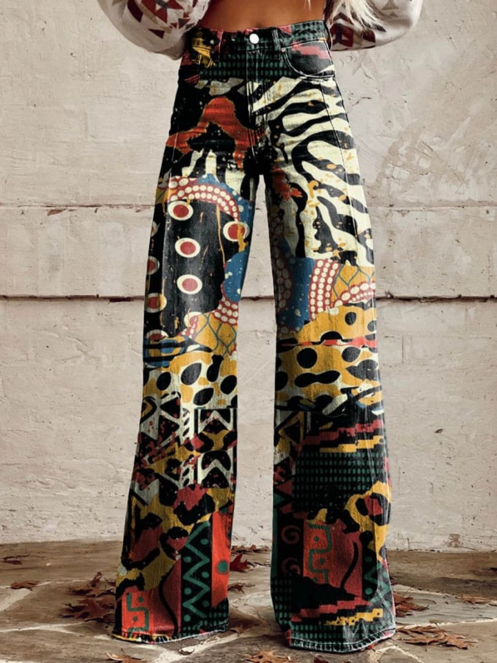 ÉLODIE | Wide-leg trousers with an elegant and bold artistic motif