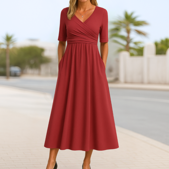 Lina – Elegant Dress with Crossover Neckline