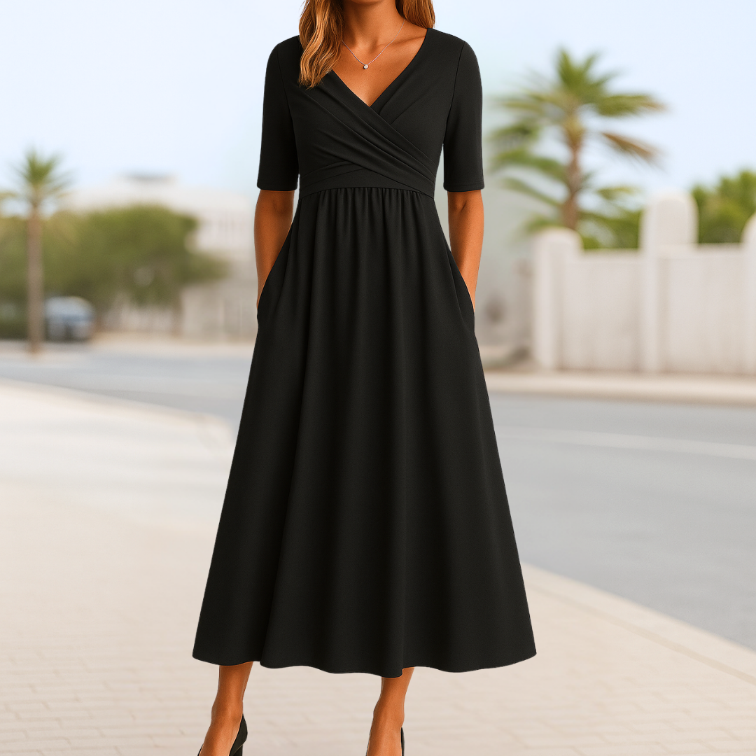 Lina – Elegant Dress with Crossover Neckline