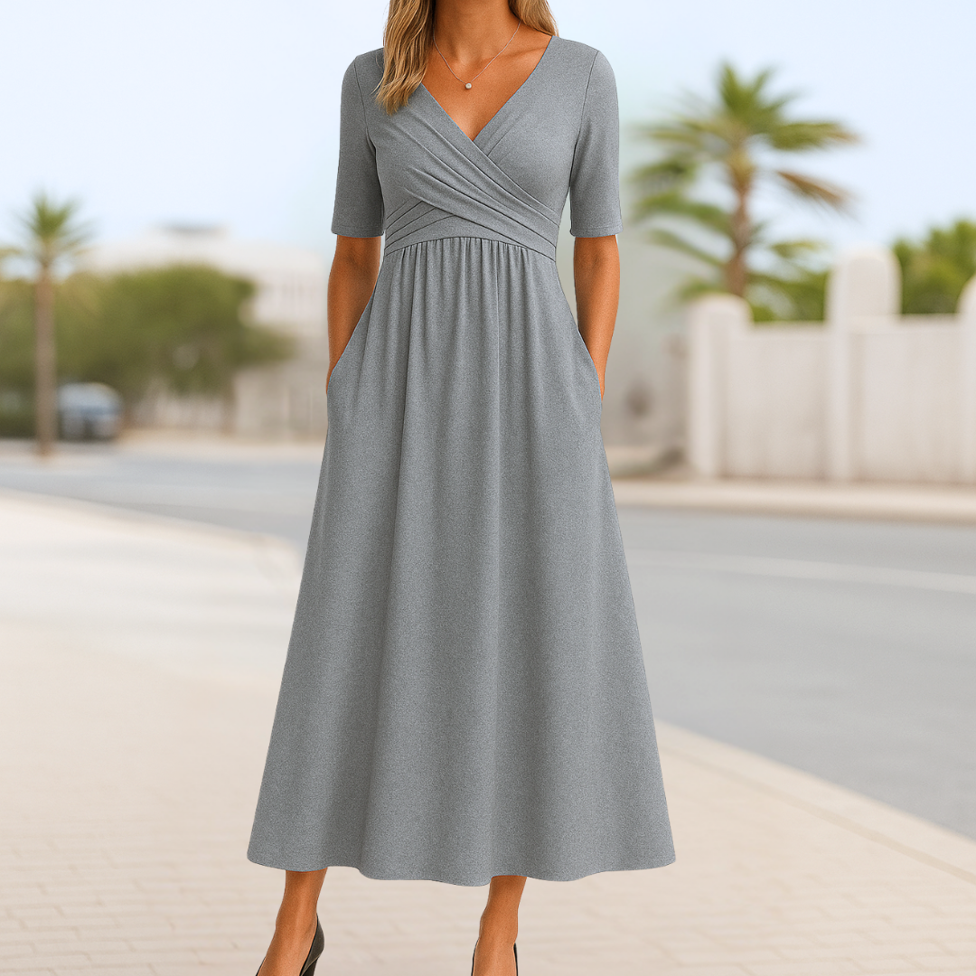 Lina – Elegant Dress with Crossover Neckline