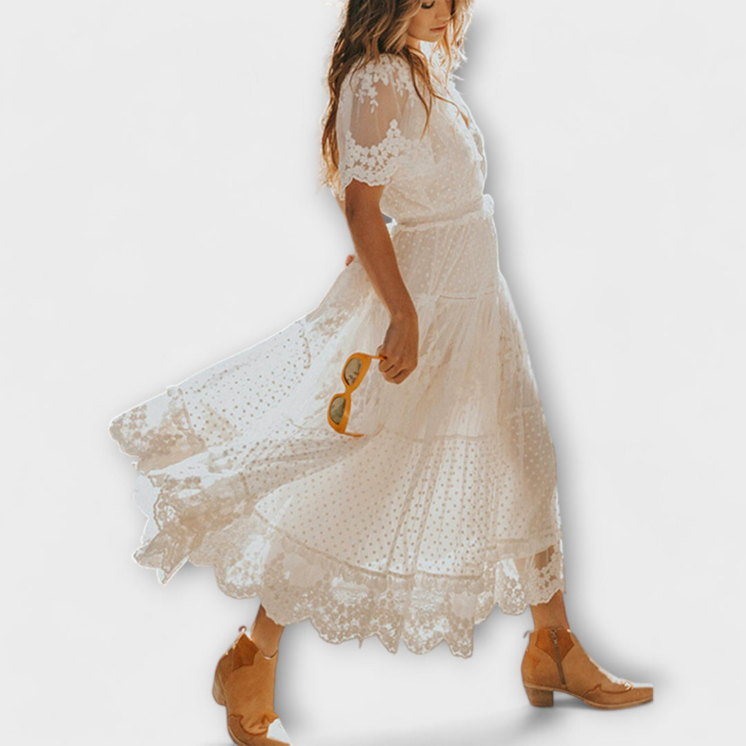 Helena - Lacey V-neck midi dress