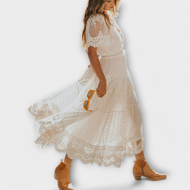 Helena - Lacey V-neck midi dress