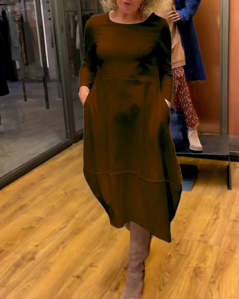 Clara - Autumn Midi Dress with Pockets
