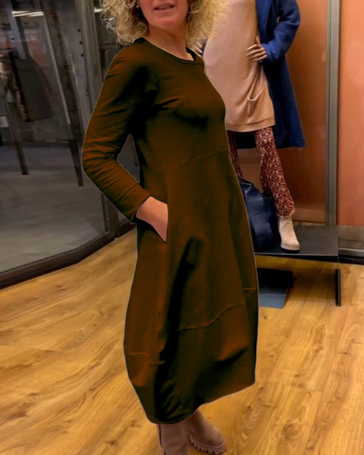 Clara - Autumn Midi Dress with Pockets