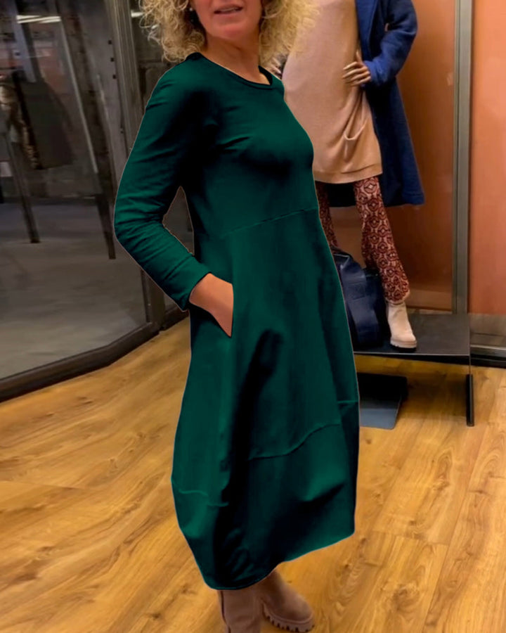 Clara - Autumn Midi Dress with Pockets