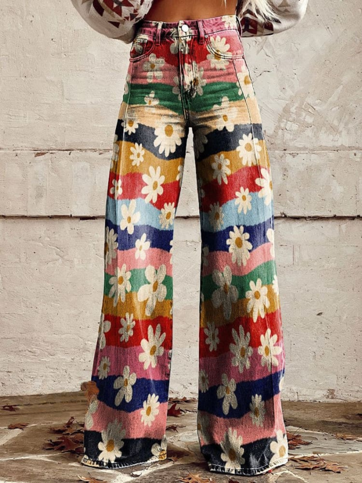 LÉON | Stylish and Comfortable Retro Floral Trousers