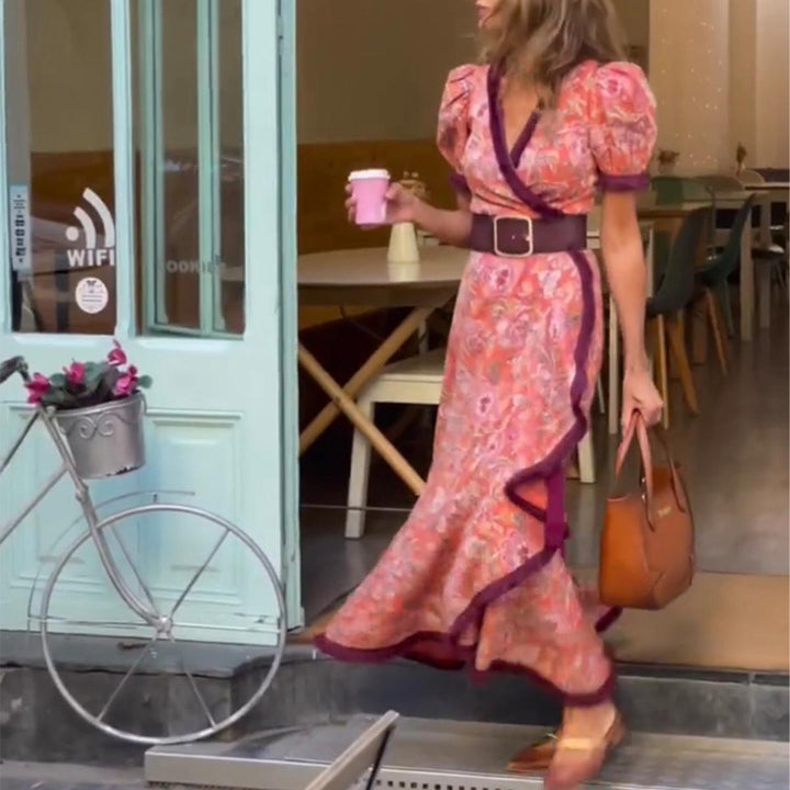 Zia – Elegant Long Dress with Puff Sleeves