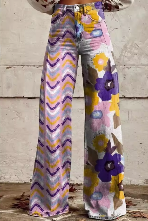 ISADORA | High-Waisted Printed Boho Pants with Artistic Comfort for Festivals