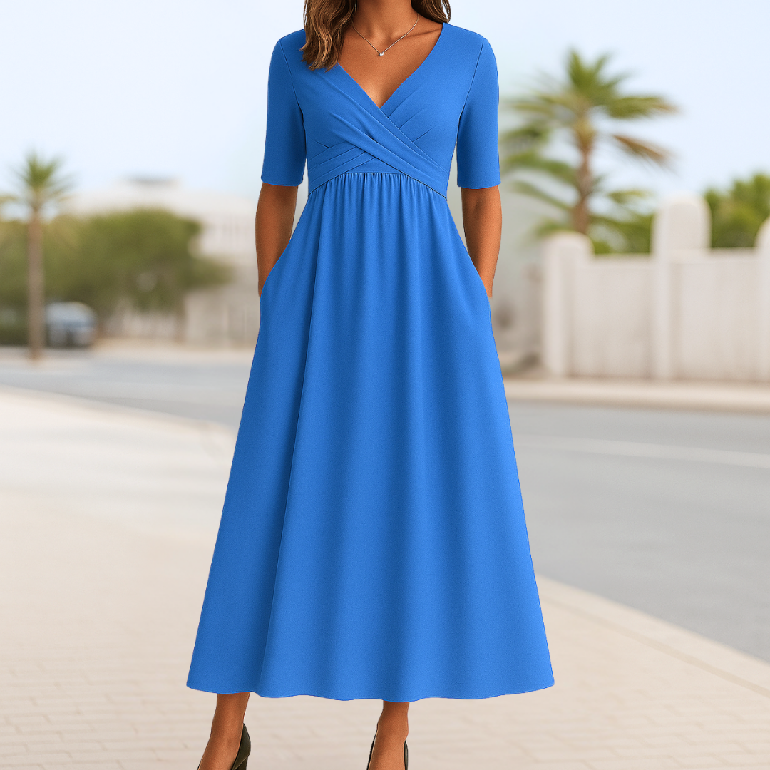 Lina – Elegant Dress with Crossover Neckline