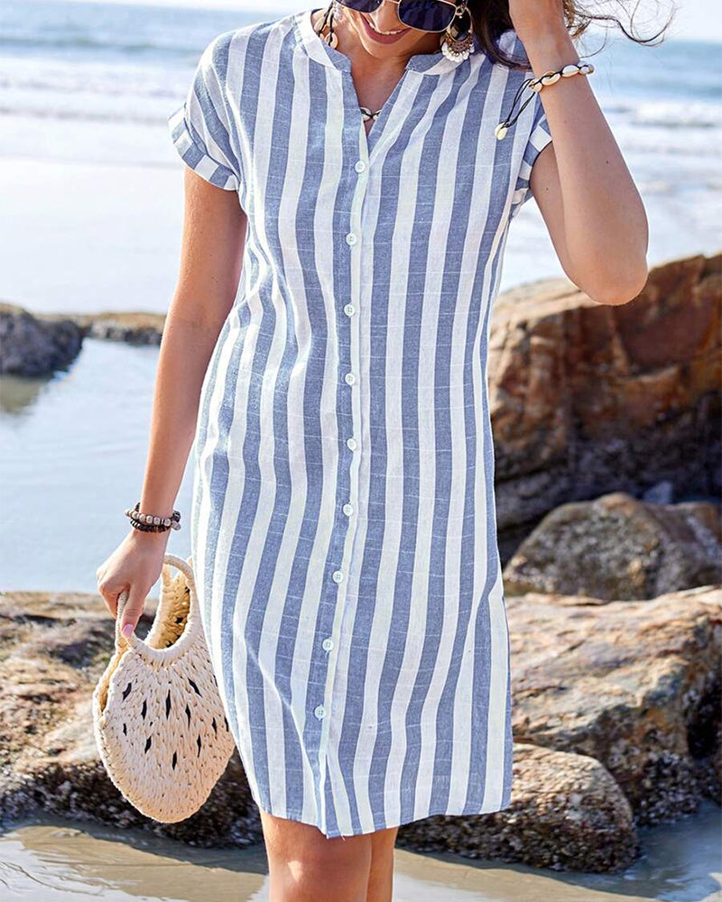 Fernanda – Elegant Striped Shirt Dress