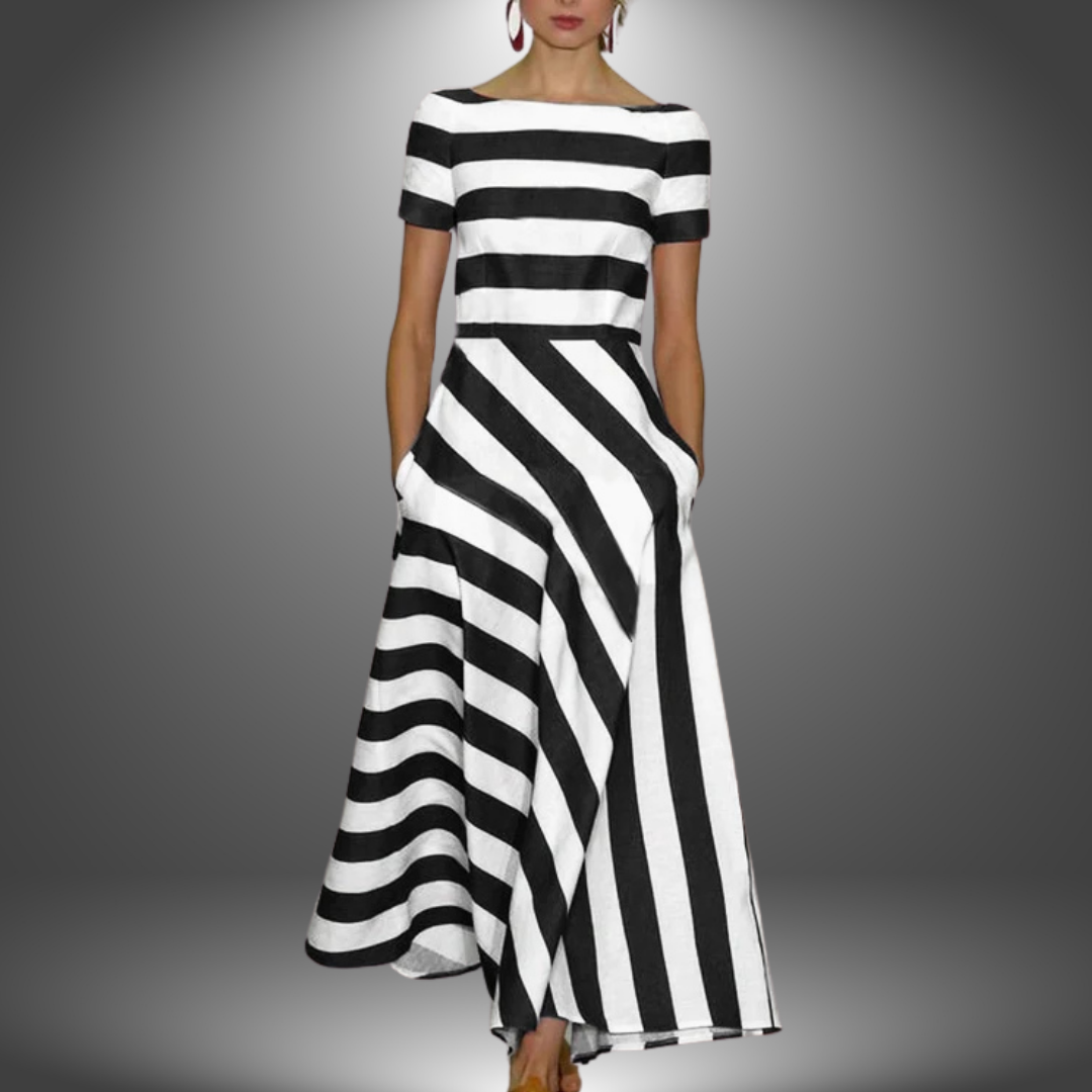 Natalia | Long handmade stripe robe
