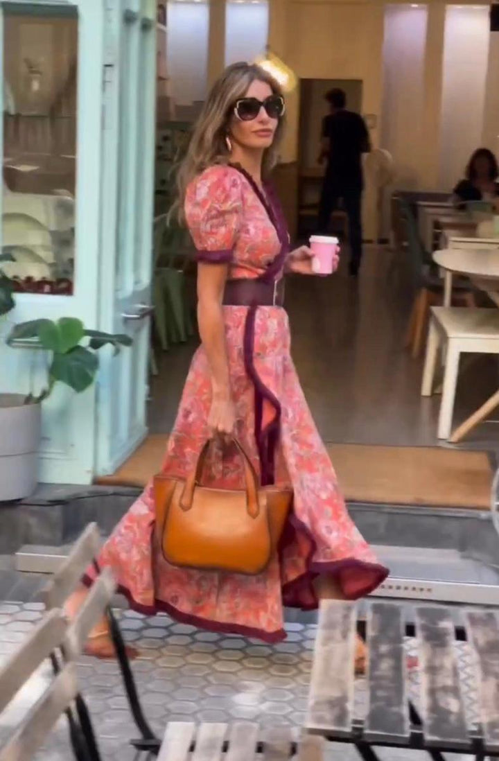 Zia – Elegant Long Dress with Puff Sleeves