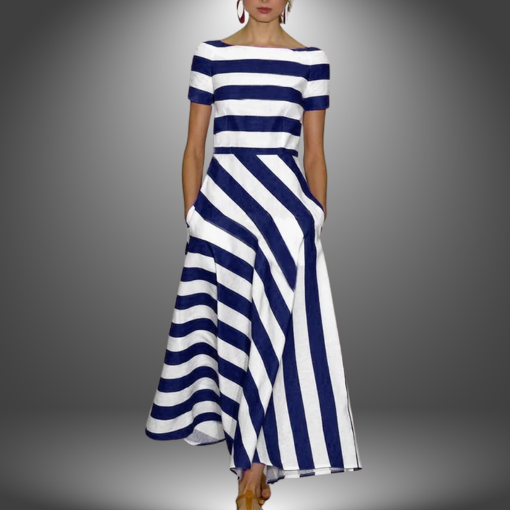 Natalia | Long handmade stripe robe