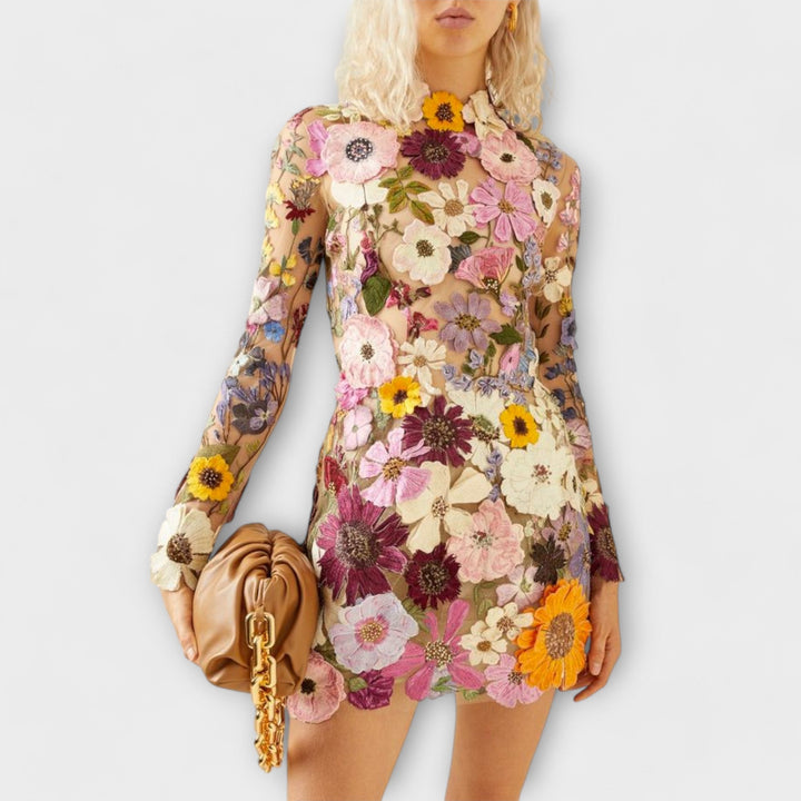 Dolores - 3D Floral Pattern Dress