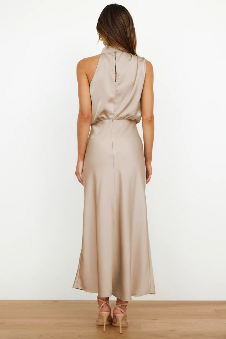 Carlina | Long Silk Dress with Halter Neckline