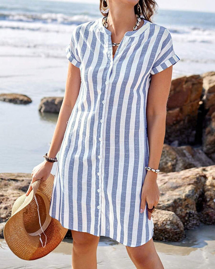 Fernanda – Elegant Striped Shirt Dress