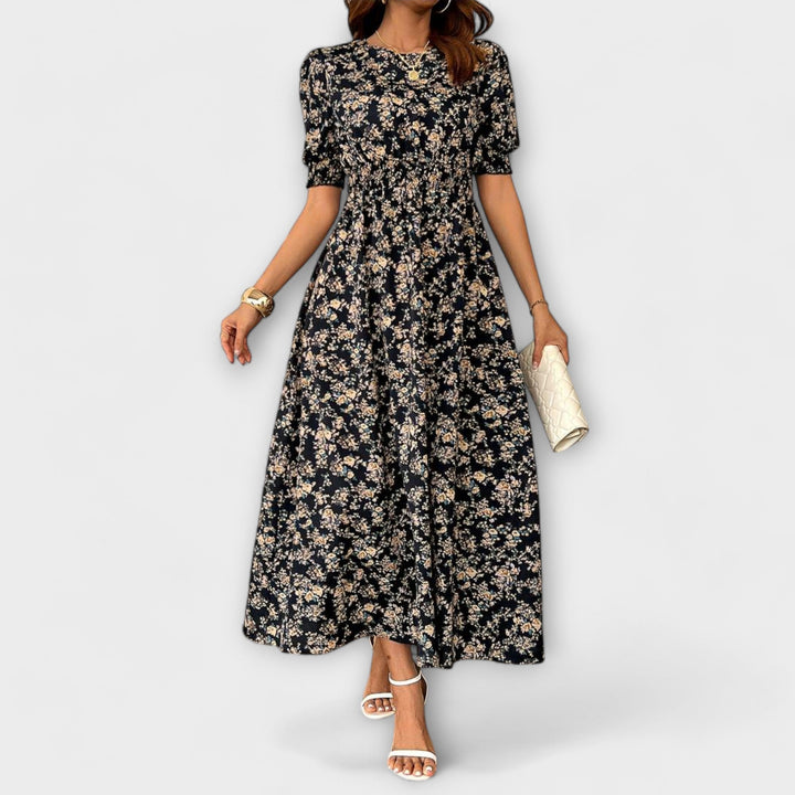 Amelia – Round Neckline Floral Print Dress