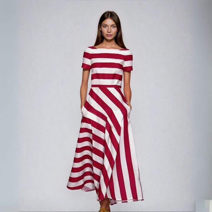 Natalia | Long handmade stripe robe