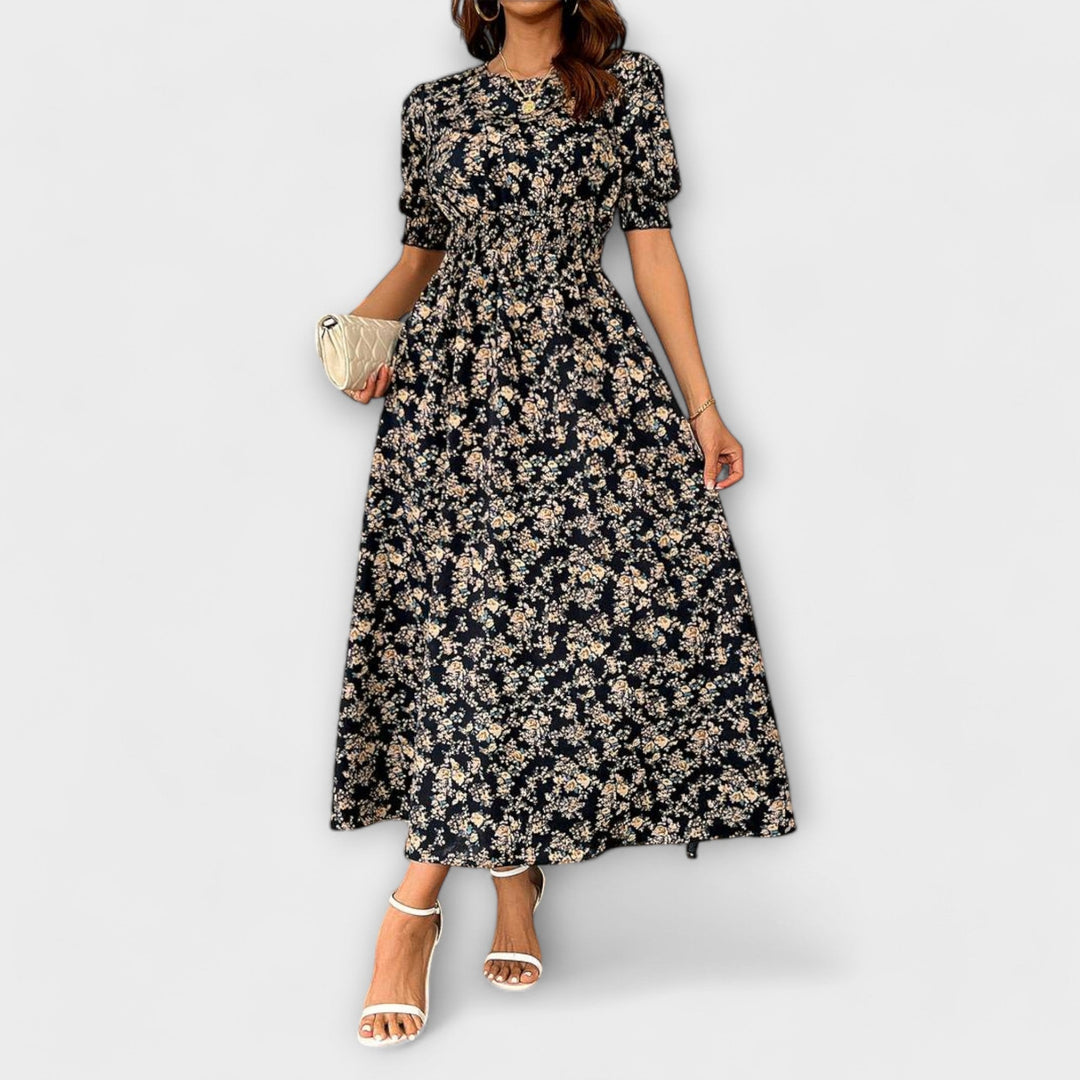 Amelia – Round Neckline Floral Print Dress