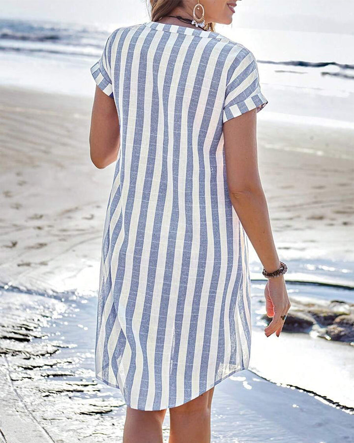 Fernanda – Elegant Striped Shirt Dress