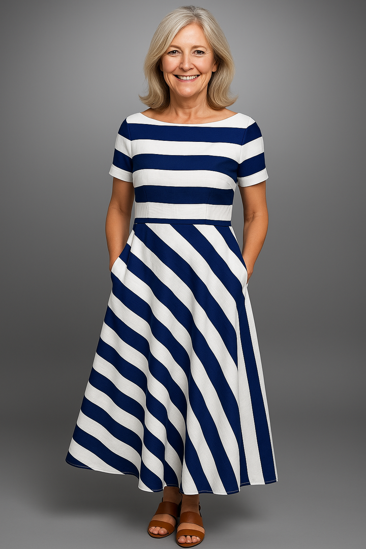 Natalia | Long handmade stripe robe