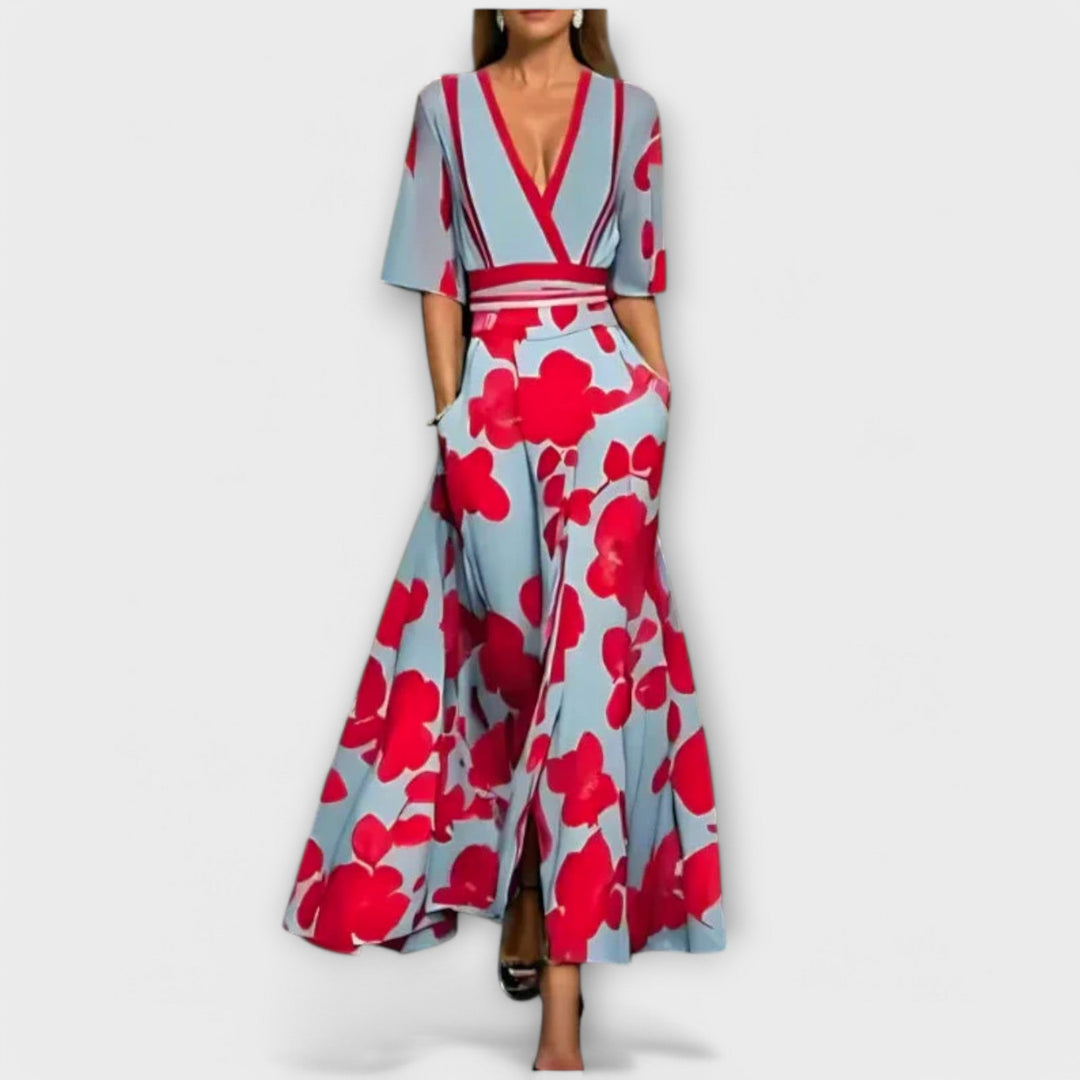 Isabela - Elegant dress with floral motifs