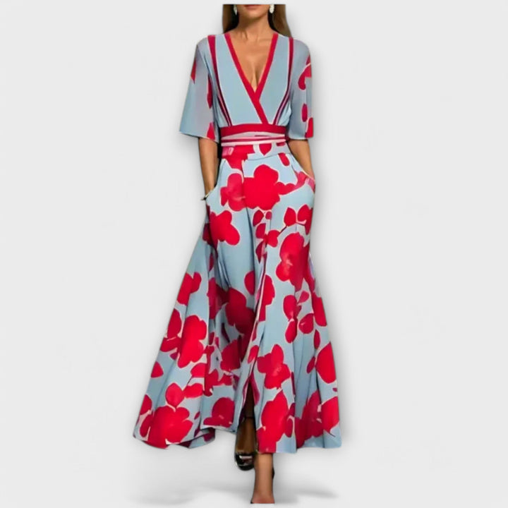 Isabela - Elegant dress with floral motifs