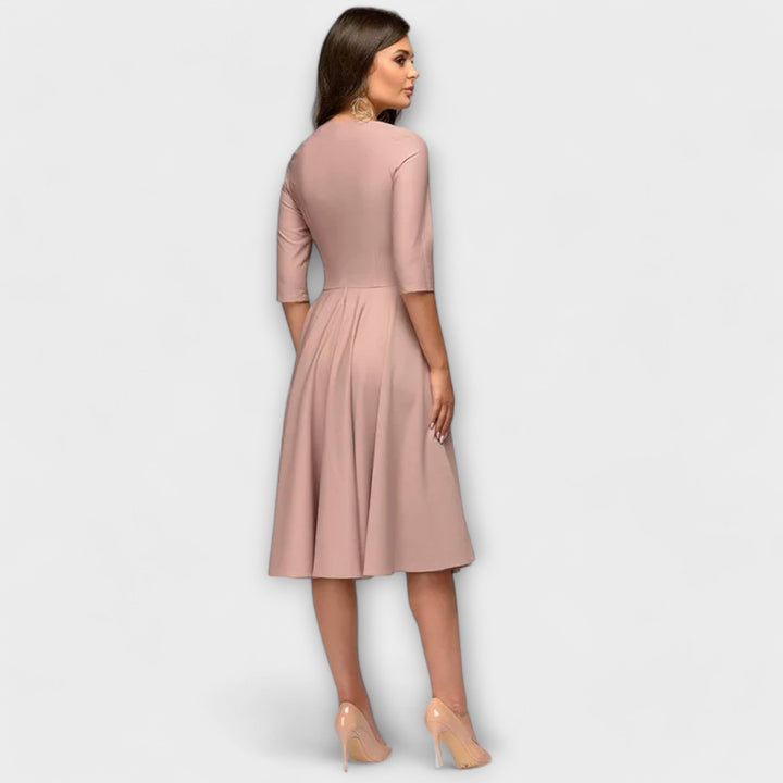 Ana - Elegant Midi Dress with Bow Waist