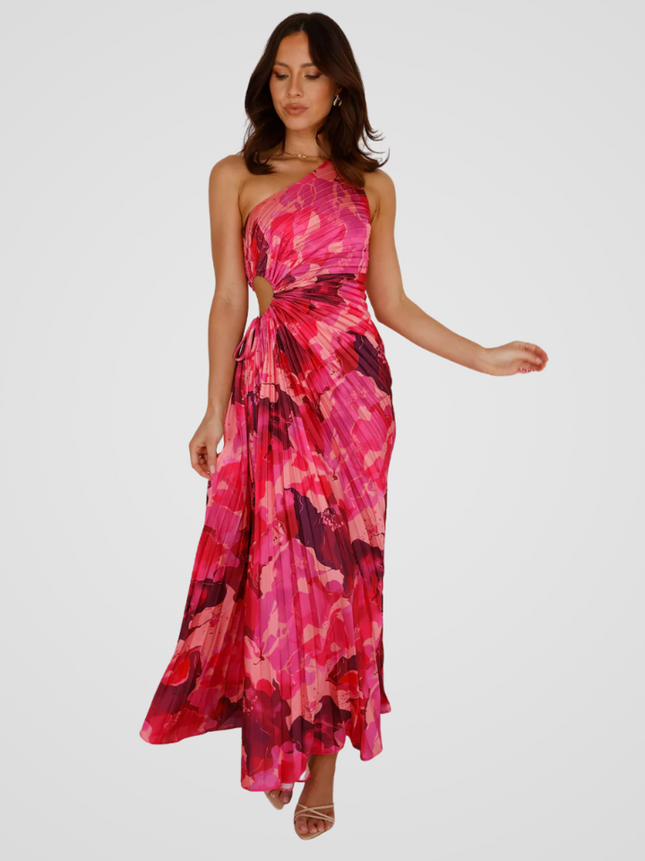 AURORA ONE SHOULDER PLISSEE DRESS