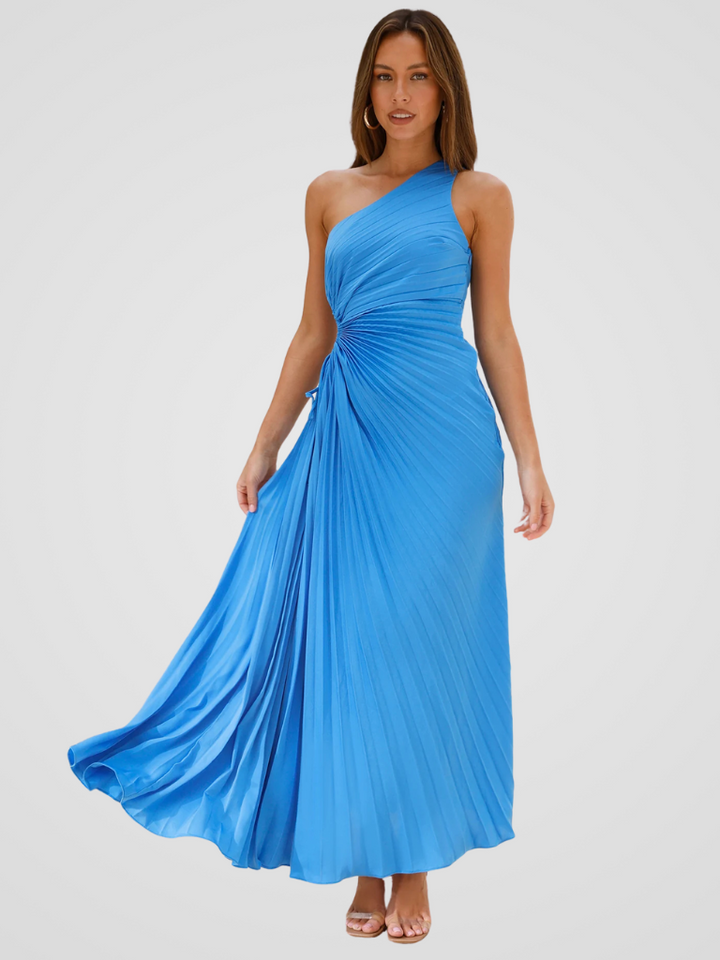 AURORA ONE SHOULDER PLISSEE DRESS