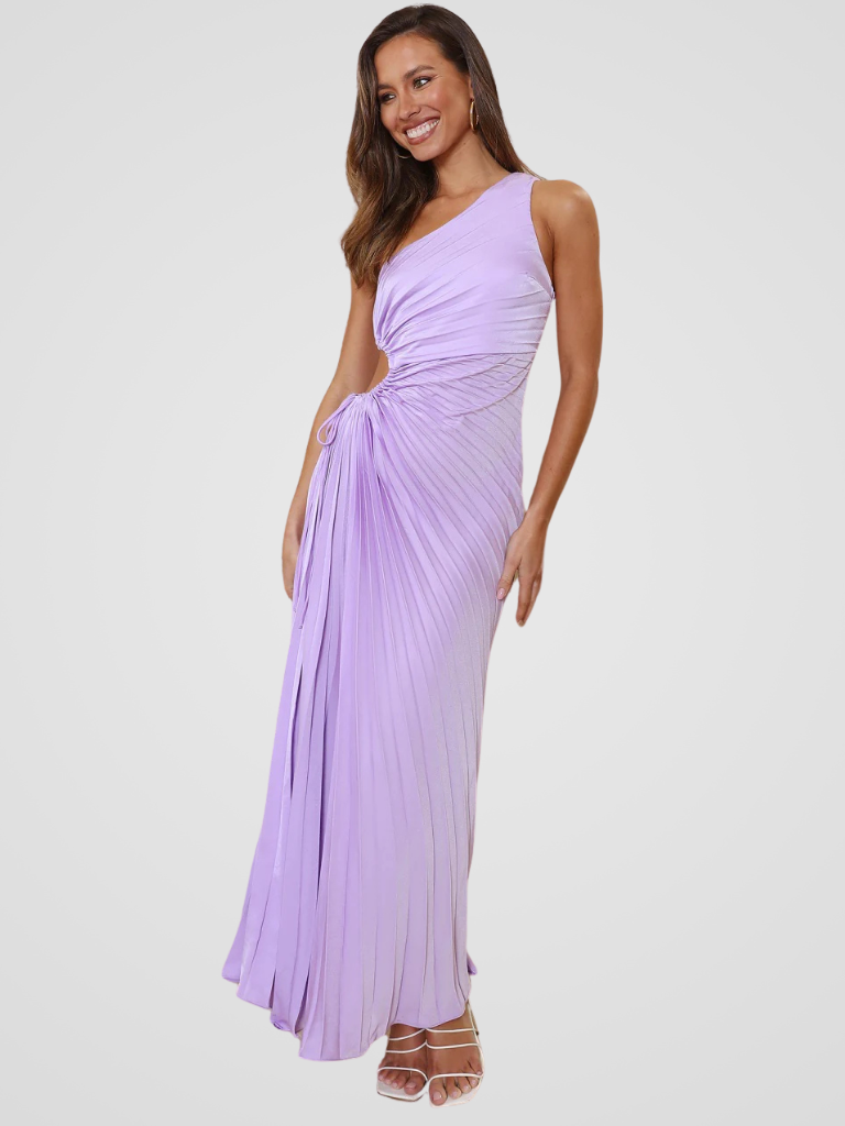 AURORA ONE SHOULDER PLISSEE DRESS