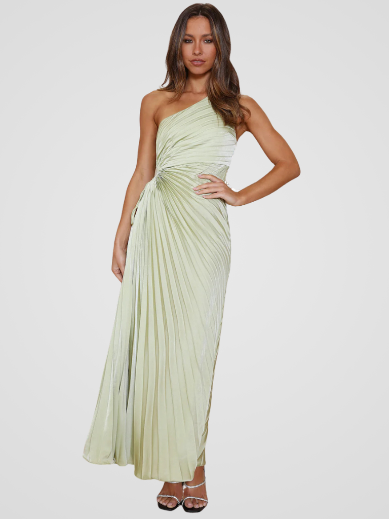 AURORA ONE SHOULDER PLISSEE DRESS
