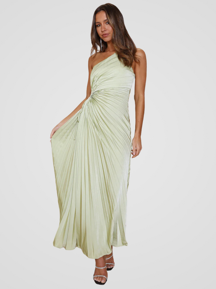 AURORA ONE SHOULDER PLISSEE DRESS