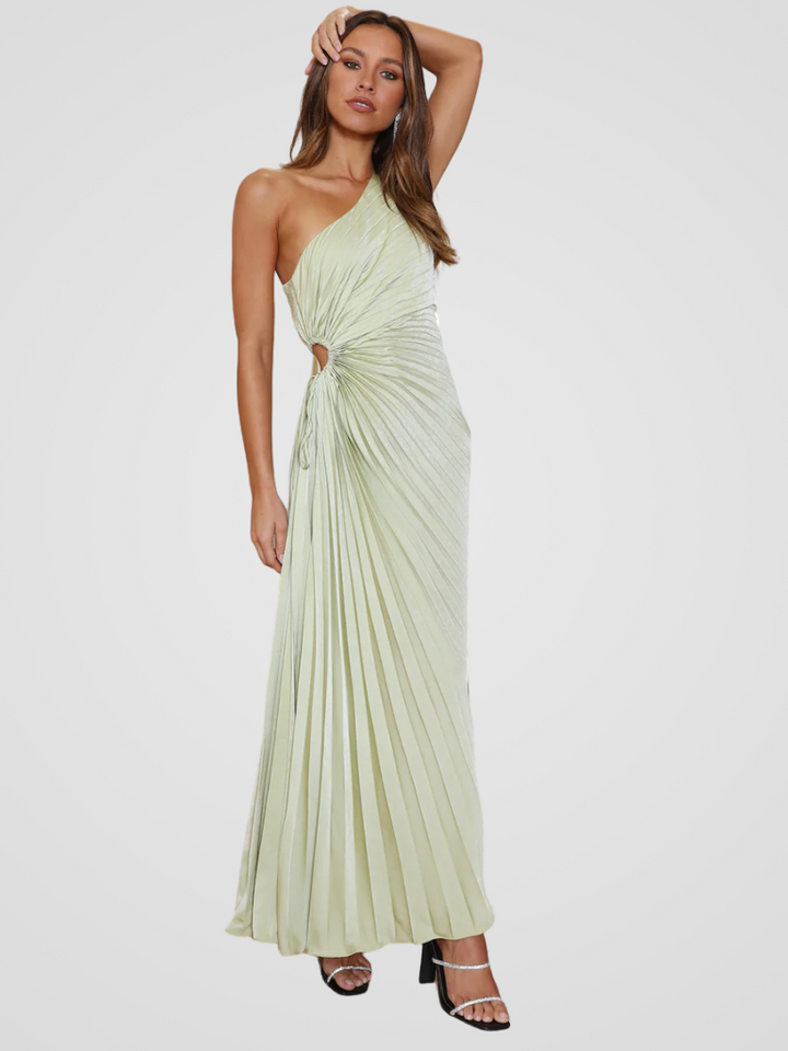 AURORA ONE SHOULDER PLISSEE DRESS