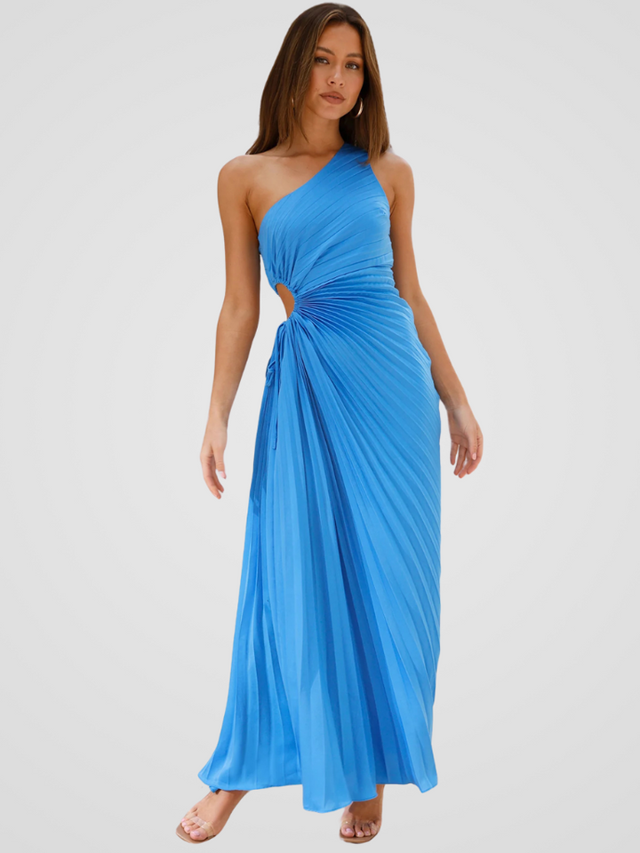 AURORA ONE SHOULDER PLISSEE DRESS