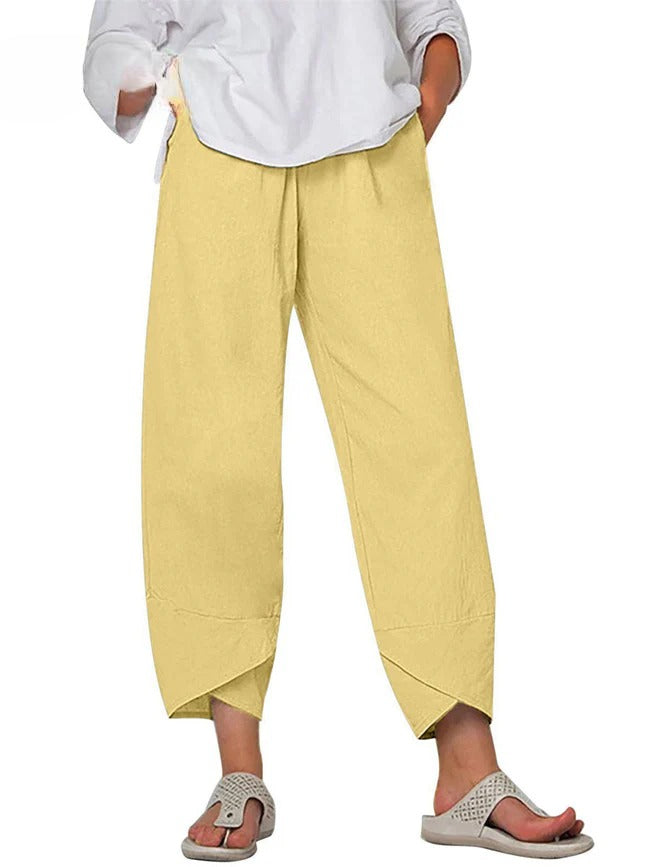 Bryndis - Summer Cotton and Linen Wide Leg Trousers