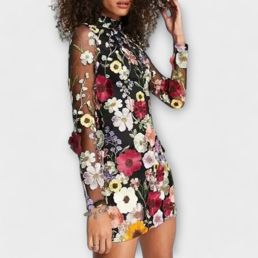 Dolores - 3D Floral Pattern Dress