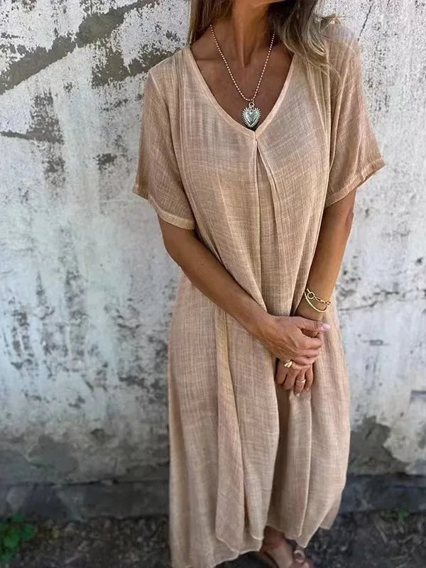 Rozalyn - Long Dress in Cotton and Lightweight Linen
