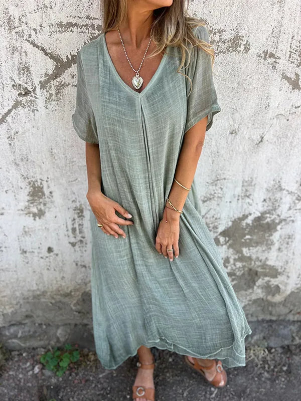Rozalyn - Long Dress in Cotton and Lightweight Linen