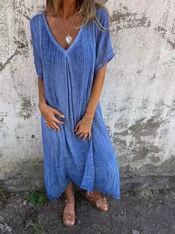 Rozalyn - Long Dress in Cotton and Lightweight Linen