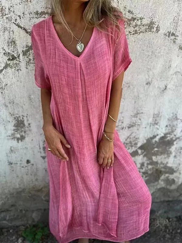Rozalyn - Long Dress in Cotton and Lightweight Linen
