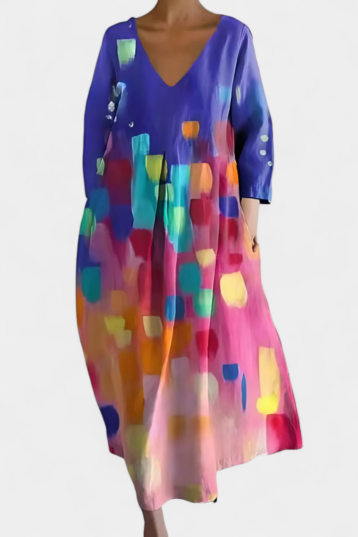 Harper – Colorful V-Neck Dress