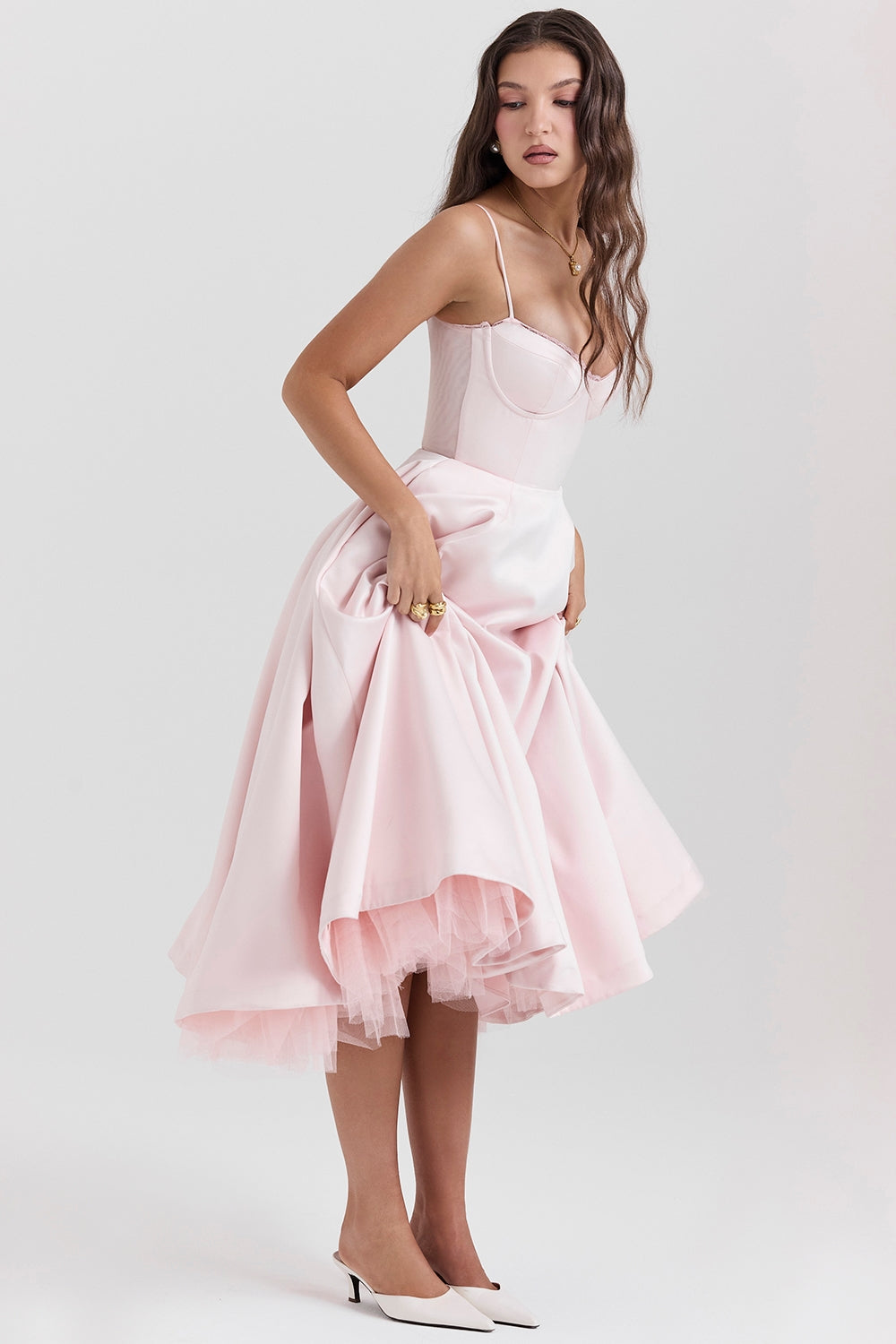 Cynthia - Elegant Tulle Midi Dress