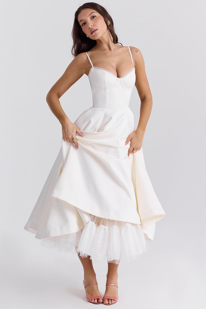 Cynthia - Elegant Tulle Midi Dress