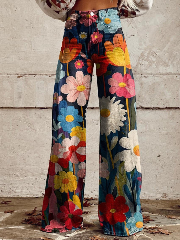 LÉNA | Elegant and modern floral wide-leg pants